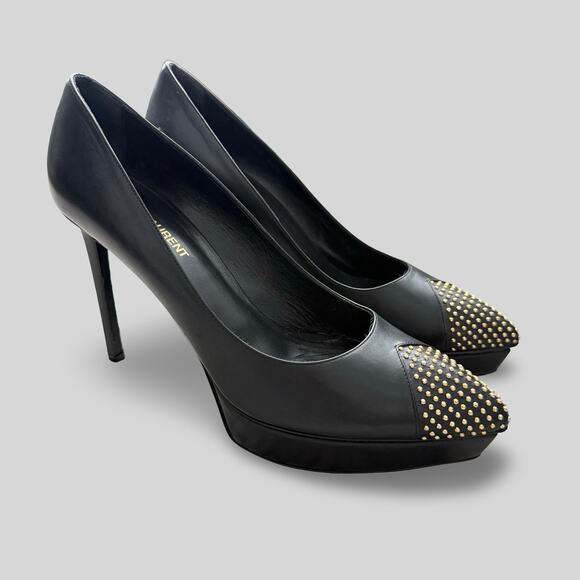 Saint Laurent Shoes - Saint Laurent Janis Studded Platform Pumps